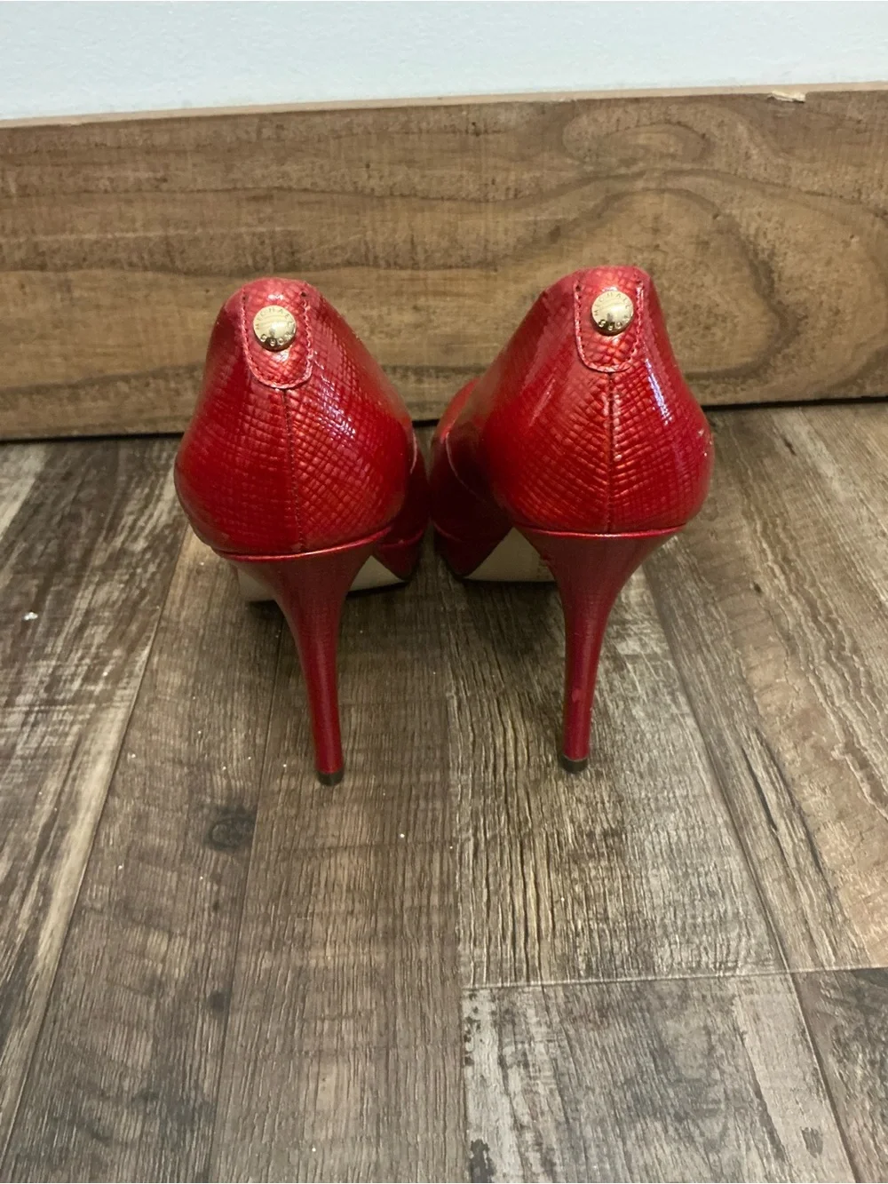 Michael Kors Woman's Ionna Pump Platform Heel Red Patent Dress Shoe 6M